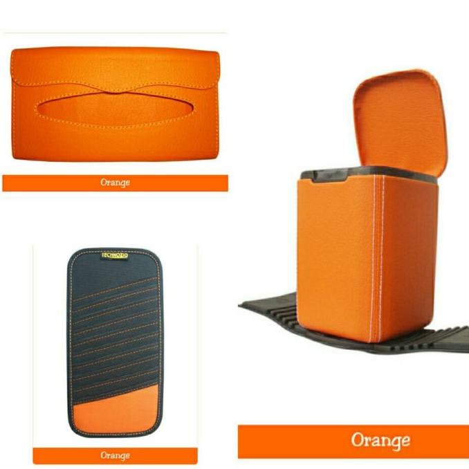 Tempat sampah mobil, tempat cd mobil, tempat tissue mobil warna orange barang ready terus