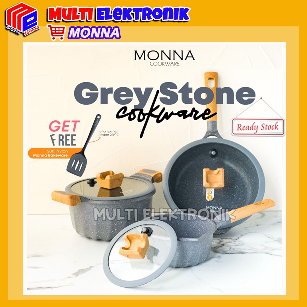 Monna Panci Set Grey Stone Monna Cookware / Wajan / Panci Monna Free Sutil