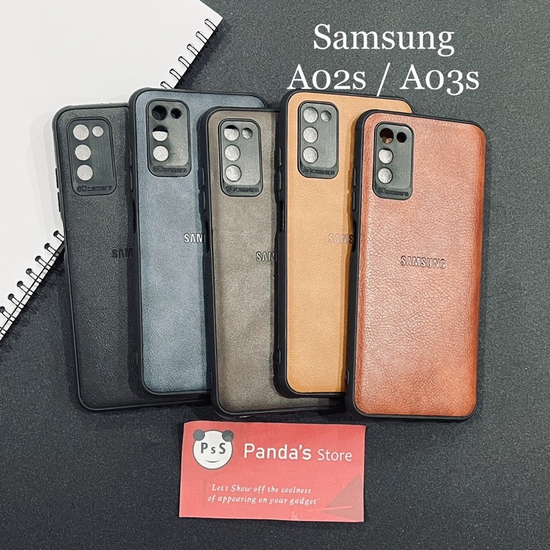 Leather Case Samsung A03s / A02s Softcase Kulit Elegan Casing Slim Fit