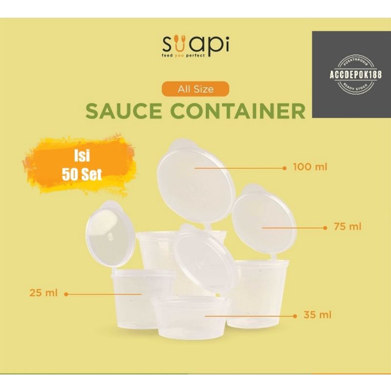 Sauce Container 35 ml SUAPI /Cup Sambal/Cup Saos/Tempat Saos Plastik Isi 50 Pcs