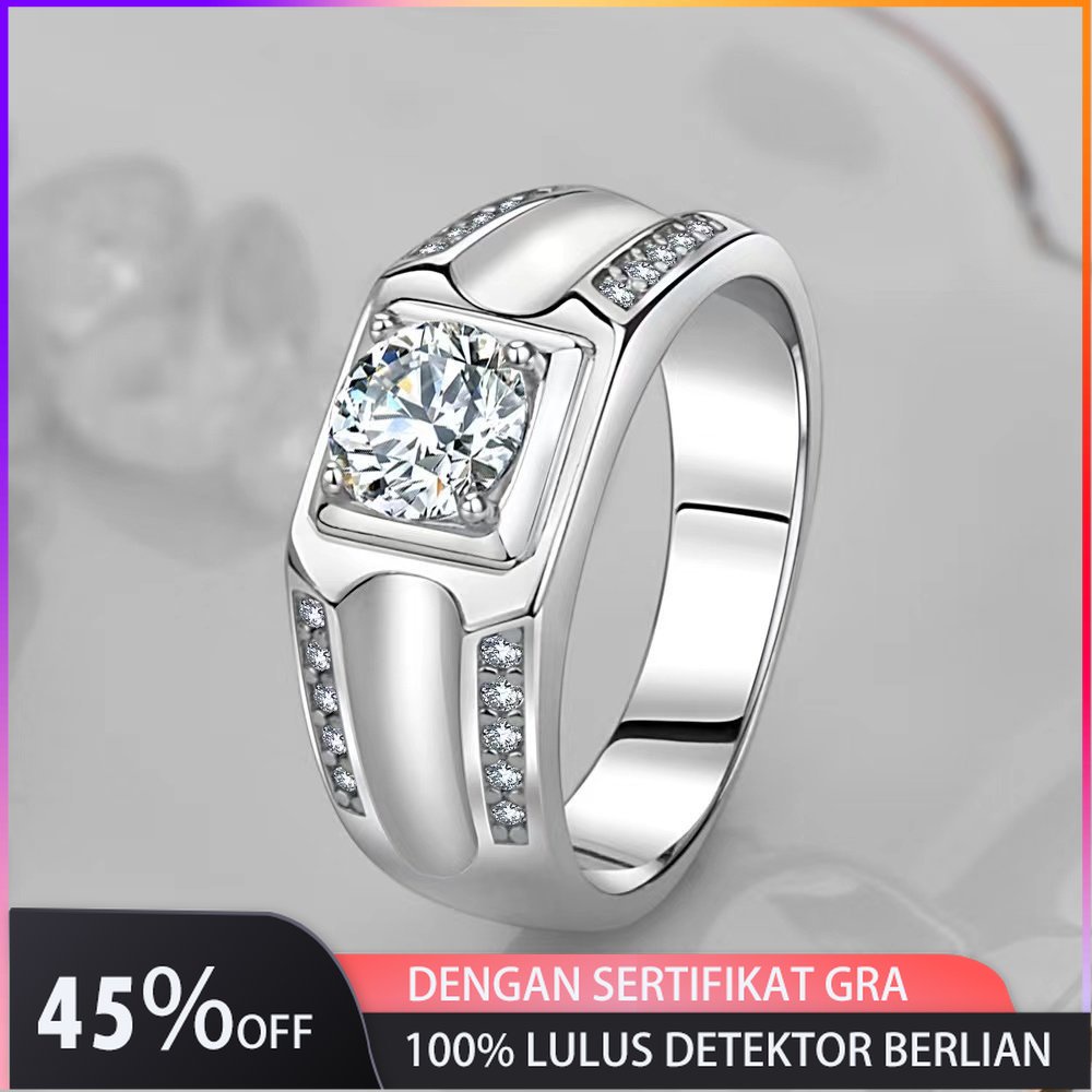 Jamie Kyrie Cincin Pertunangan Pria 1 Ct Moissanite,925 Platina Berlapis Perak