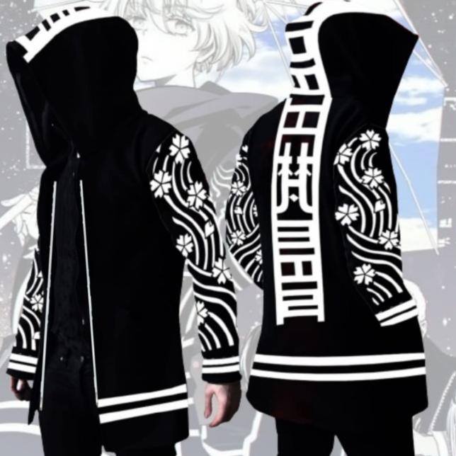 Jaket Jubah Jumbo Sweater Anime Tokyo Revengers Tokyo Brahman Senju - Hitam, L