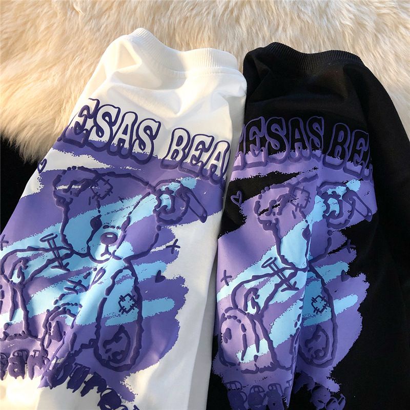 [littlecrab] Kaos Oversize Geesas Bear Injured Beruang Ungu Biru Terluka Paku Simple Sablon Berkualitas T-shirt Couple Unisex Playful Unik Aesthetic Street Korean Style