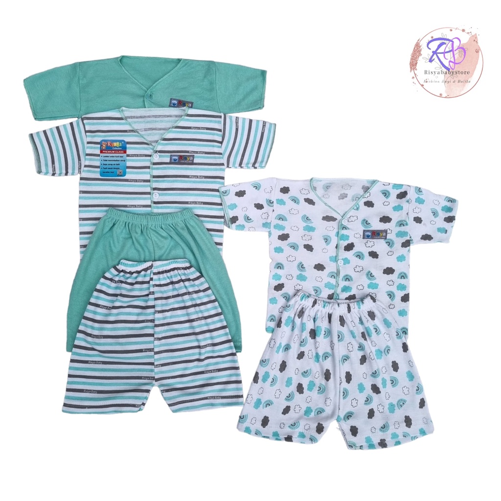 6 pcs / 3 stel baju bayi lengan pendek SNI variasi lengkap 3 stel baju bayi lengan pendek newborn 3 pcs baju bayi lengan pendek