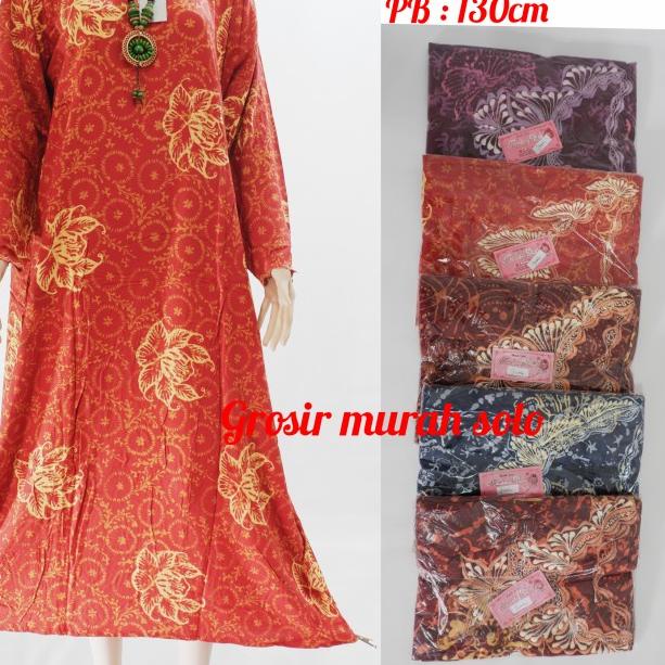 Daster Muslim jumbo bordir baju tidur santai longdress batik
