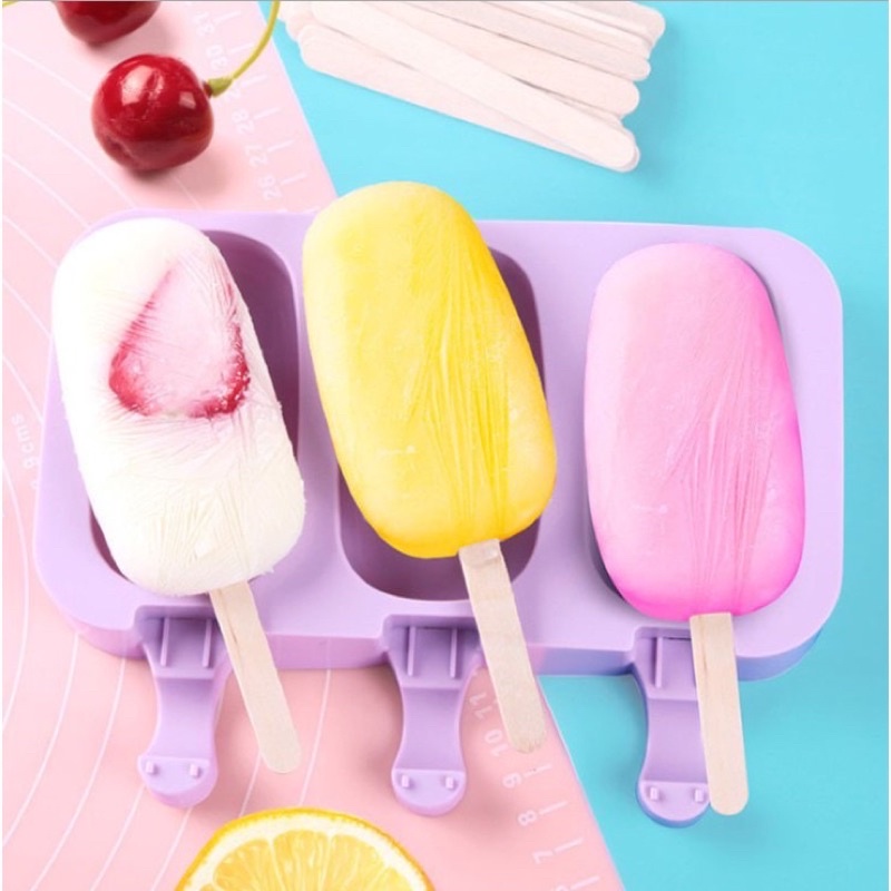 Cetakan Ice Cream Silikon Anak Stik Es Krim Popsicle Jelly Pudding Coklat + Penutup // Hiasan Bekal Bento Anak