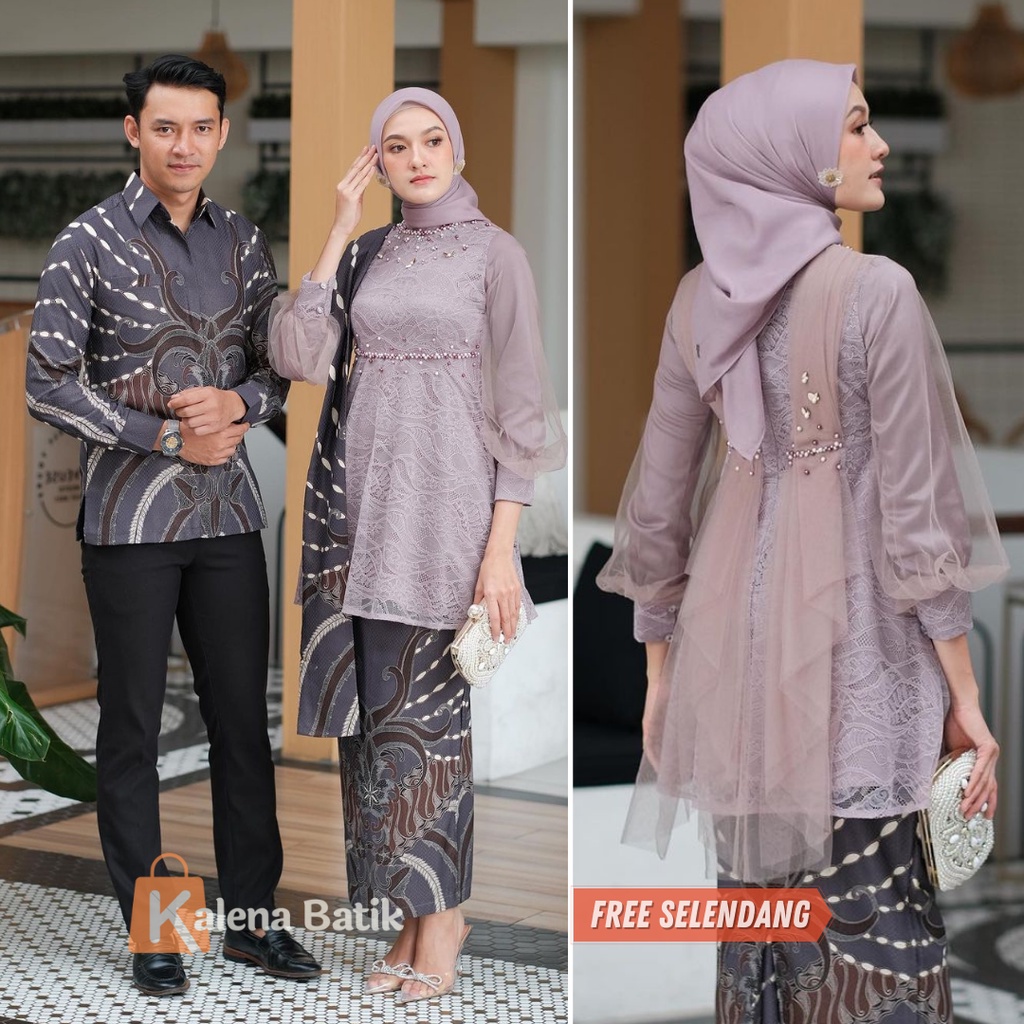 Kebaya Couple Modern Kebaya Wisuda Set Tunik Lamaran Tunangan Batik Baju Couple Kondangan Terbaru 2023