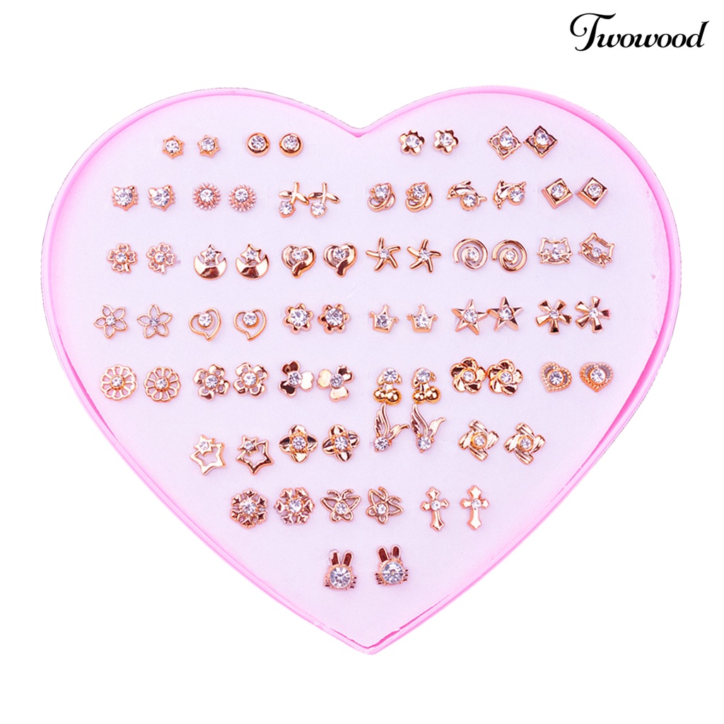 36 Pasang / Set Anting Stud Bentuk Kartun Warna-Warni Bahan Stainless Untuk Wanita