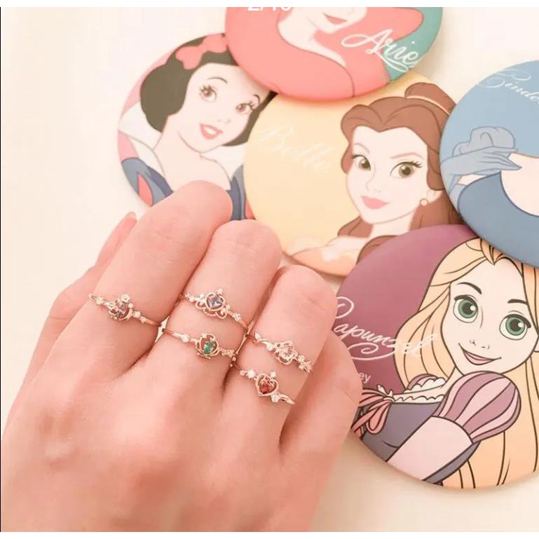 (Ready Stock) Ring Korea Adjustable Disney Princess Ring 925 Silver Open Crown Ring Version Korea -Doo