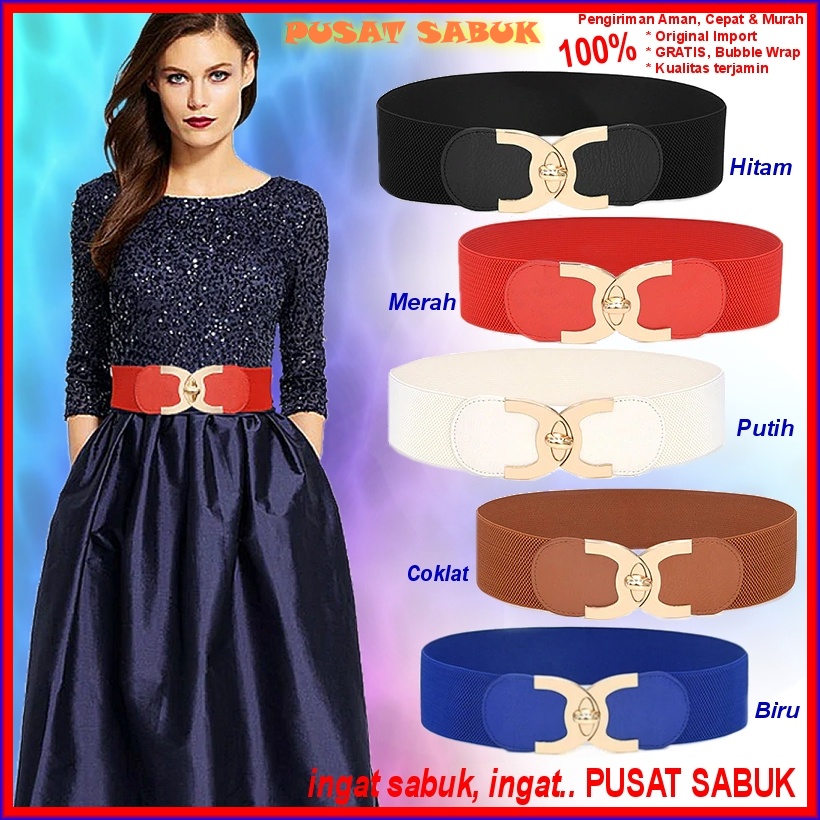 Gesper Ikat Pinggang Belt Wanita Korea Obi Elastis Sabuk Karet Cewek ban gaun kepang Fashion Murah