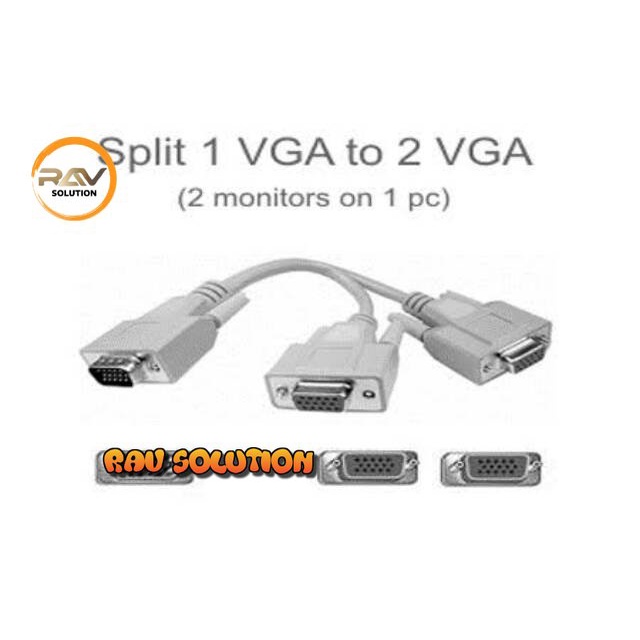 KABEL VGA CABANG 1 MALE - 2 FEMALE / KABEL VGA SPLITTER