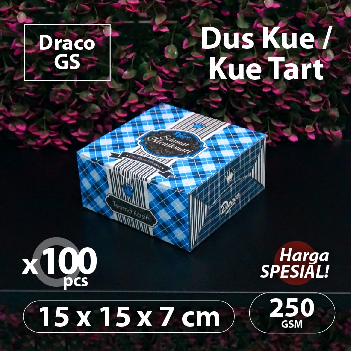 Paket 100 pcs - Dus Motif 15 x 15 x 7 cm - Draco GS - Dus Kue Cake Box