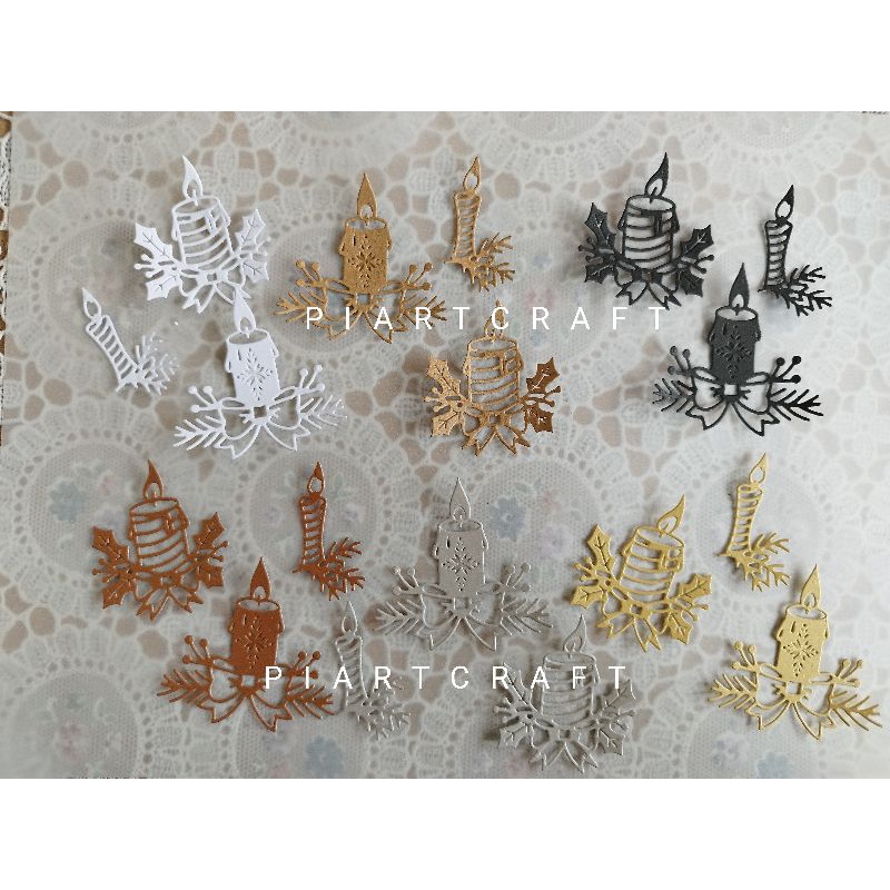 

seri CHRISTMAS - Candle Lilin Natal - -isi 9pcs - Dies cut / cut dies DIY scrapbook / vintage journal / album