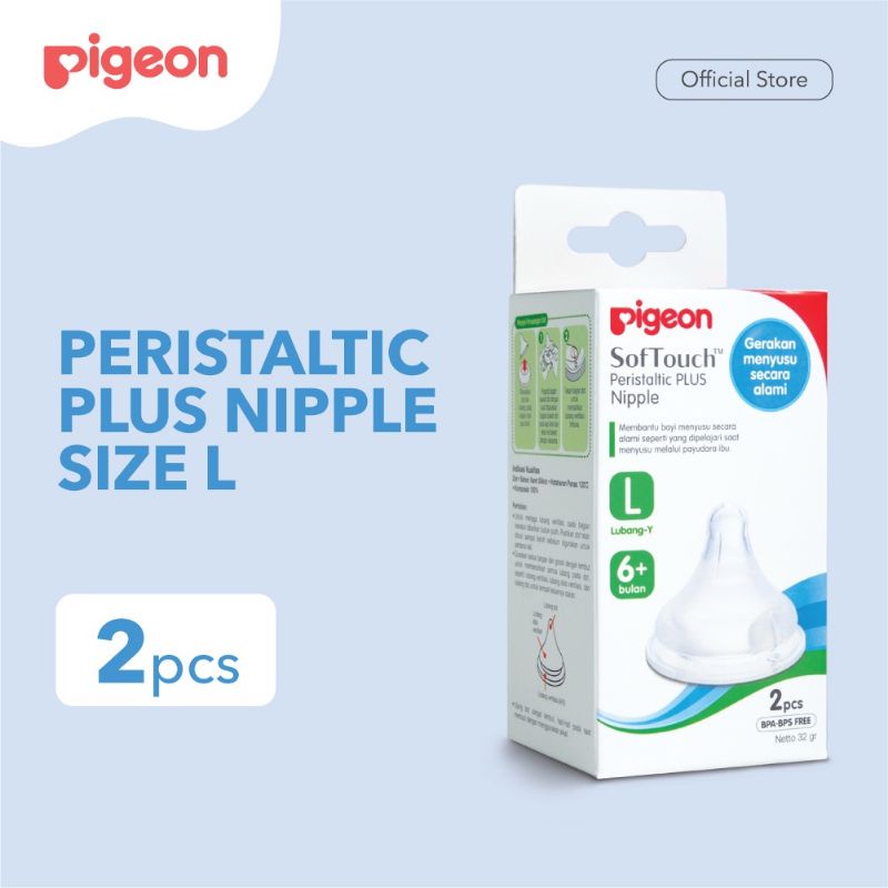 Pigeon Soft Touch Peristaltik Plus Nipple Wideneck  S | M | L | LL | LLL Karet Dot Botol Susu Pigeon Wideneck