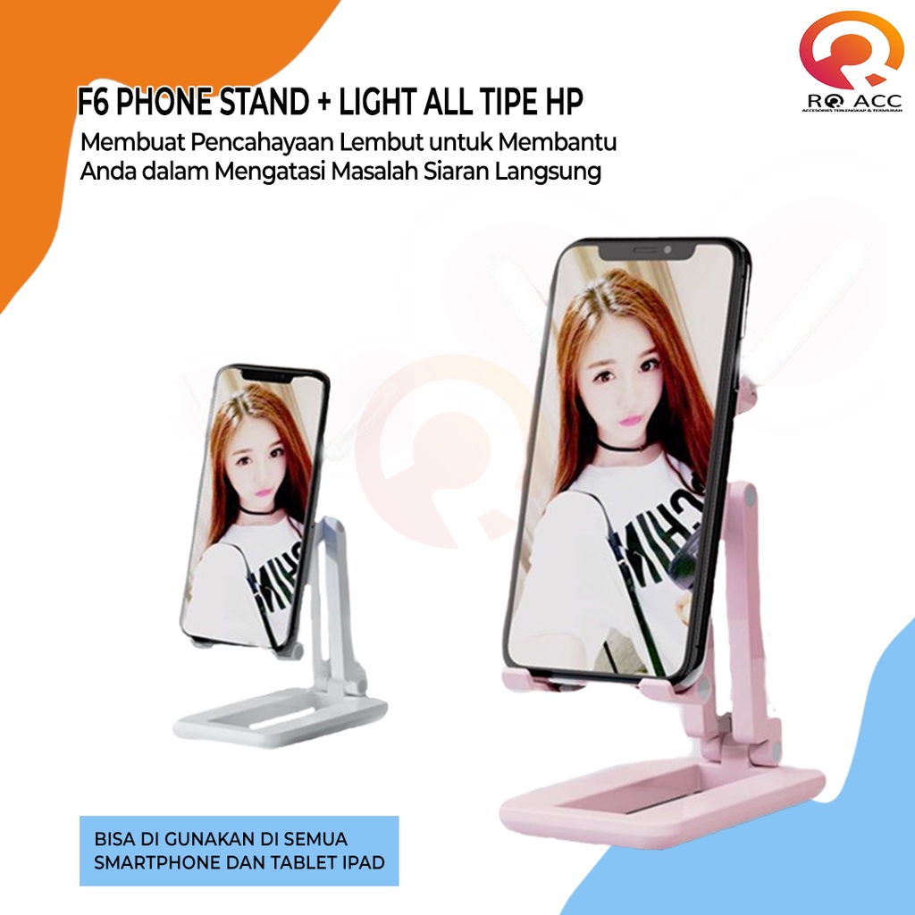 [RO ACC] NVN-F6 PHONE STAND NANVAN HOLDER HP WITH FAN + LIGHT ALL TIPE HP