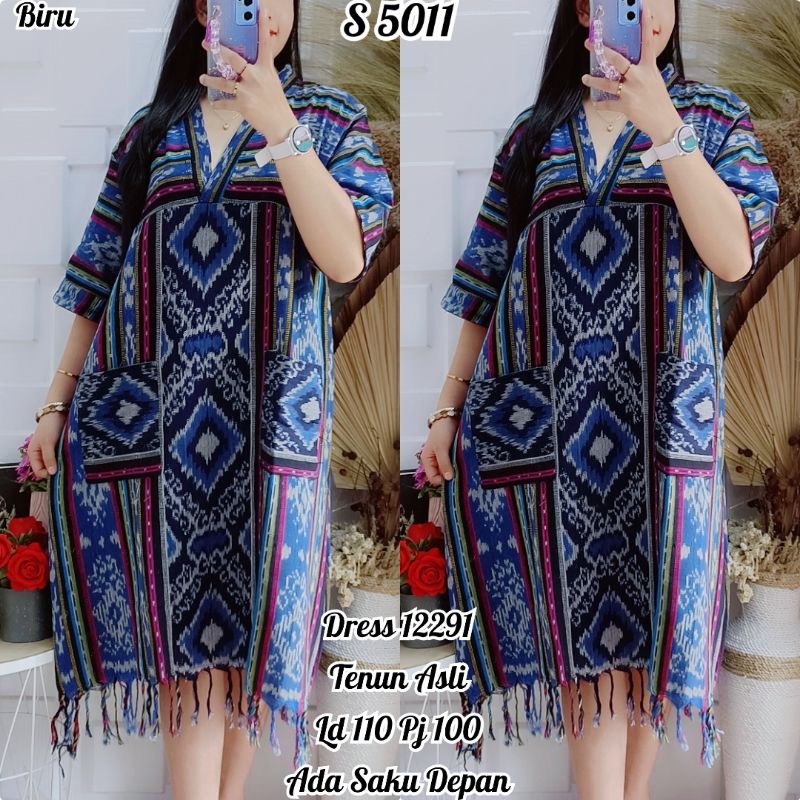 STYLE 5011. DRESS TENUN ASLI JUMBO MIDI DRESS MOTIF ETNIK
