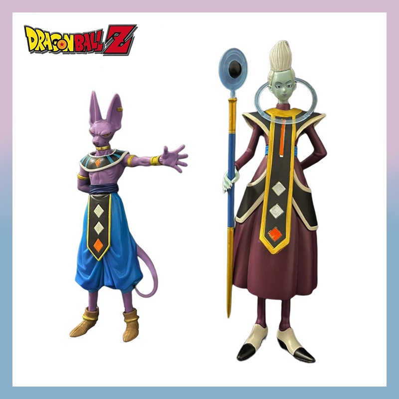 2pcs / set Action Figure Dragon Ball Super Kami to Kami Beerus Super God of Destruction DBZ Whis DXF Bahan Pvc Untuk Koleksi