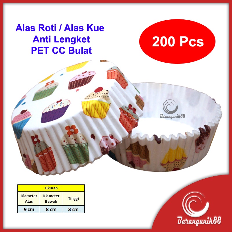 [200 pcs] Kertas Alas Roti Kue Anti Lengket PET CC Bulat Roti Bluder