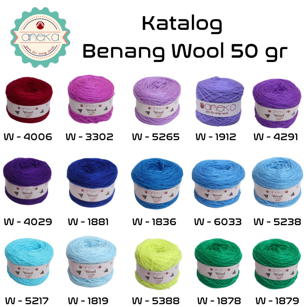 KATALOG - Benang Rajut Wool / Wol / Siet Yarn Vonel 30 dan 50 gram - PART 1