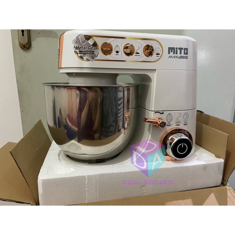 STAND MIXER MITO 7 liter ORI HITAM PUTIH Stainless steel