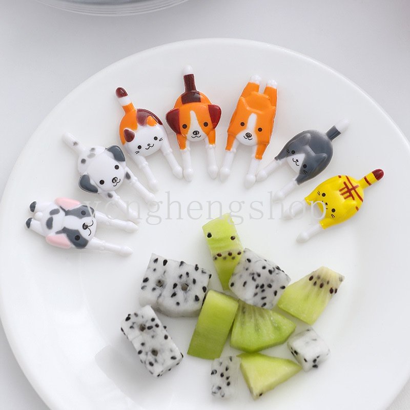 7pcs / set Garpu Buah / Dessert / Kue / Snack Desain Kartun Anak Anjing Untuk Pesta