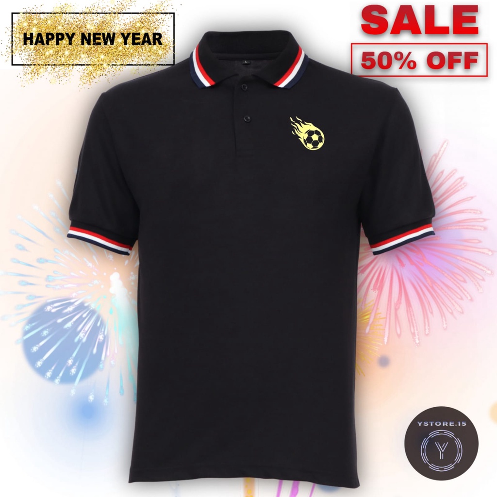 Kaos t-shirt Polo List (  METEOR BALL  ) pria polos ukuran M , L , XL , XXL  Baju berkerah Wangki