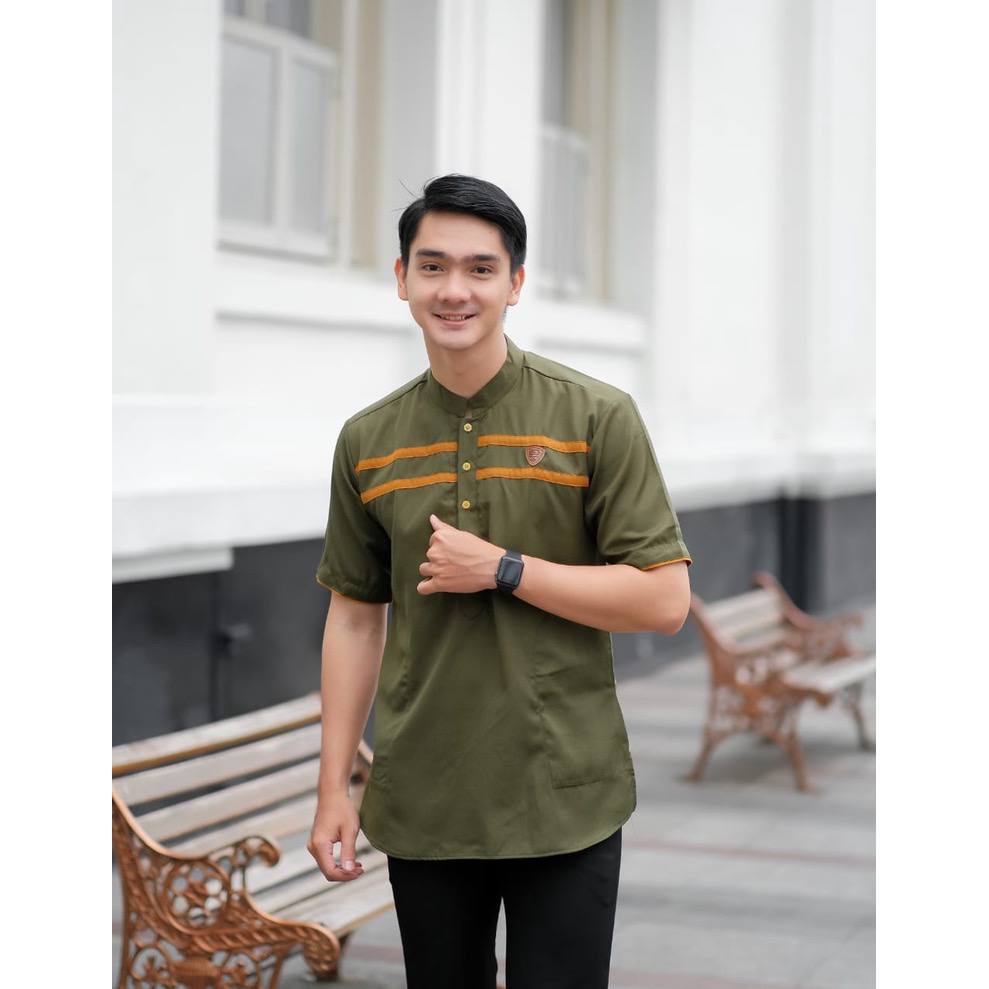 Baju Koko Kurta Lengan Pendek Baju Koko Fashion Muslim Pria Dewasa Terbaru Bahan Toyobo