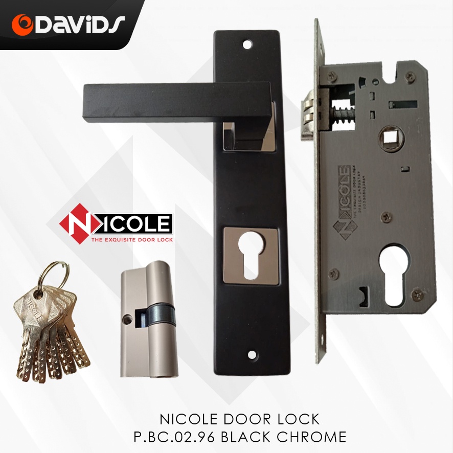 Kunci Pintu Set Handle Rumah Kamar Minimalis Handel Hitam Besar Nicole