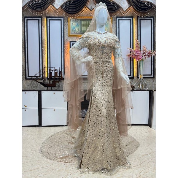 GAUN SPAN MEWAH/GAUN PENGANTIN MODEL SLIM MEWAH | KEBAYA AKAD MODERN