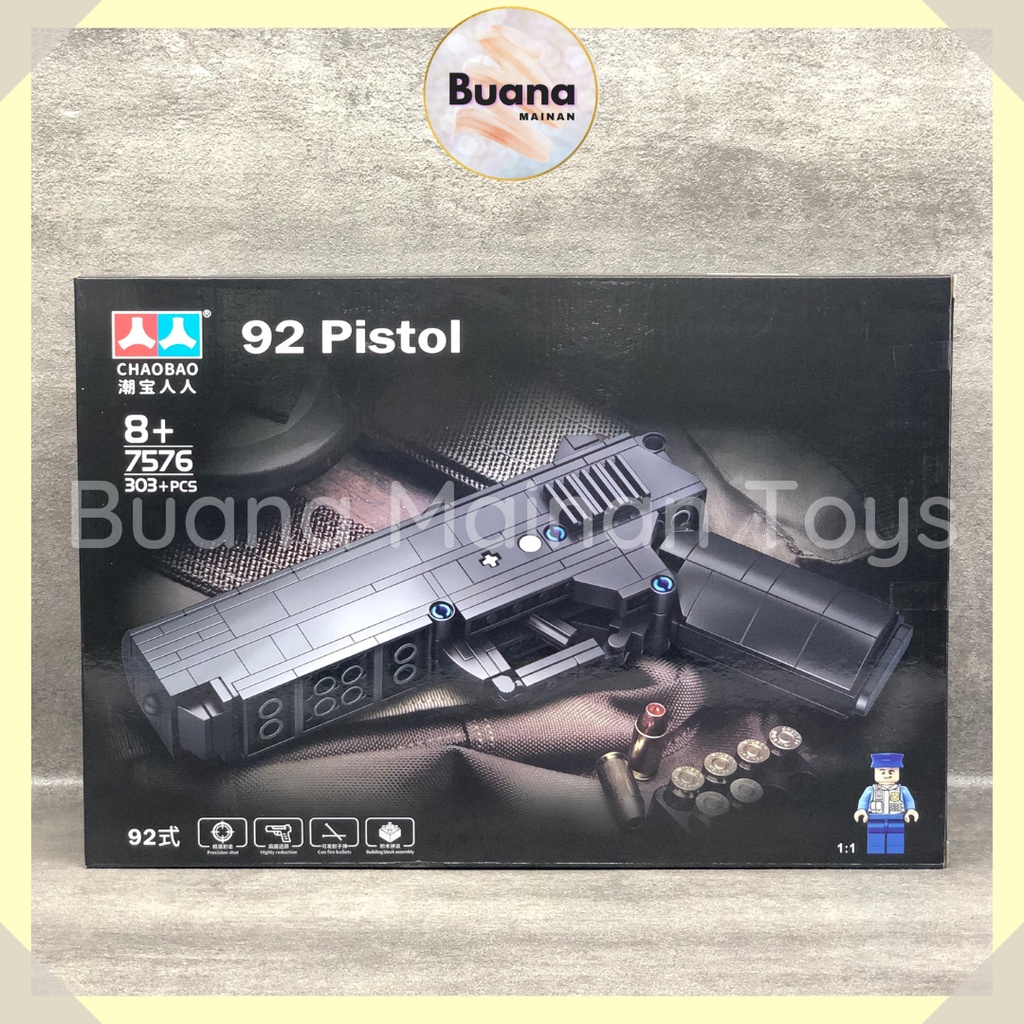 BRICKS CHAOBAO 92 PISTOL MAINAN EDUKASI ANAK BRICK BLOCK MODEL PAJANGAN FIGURE 7576