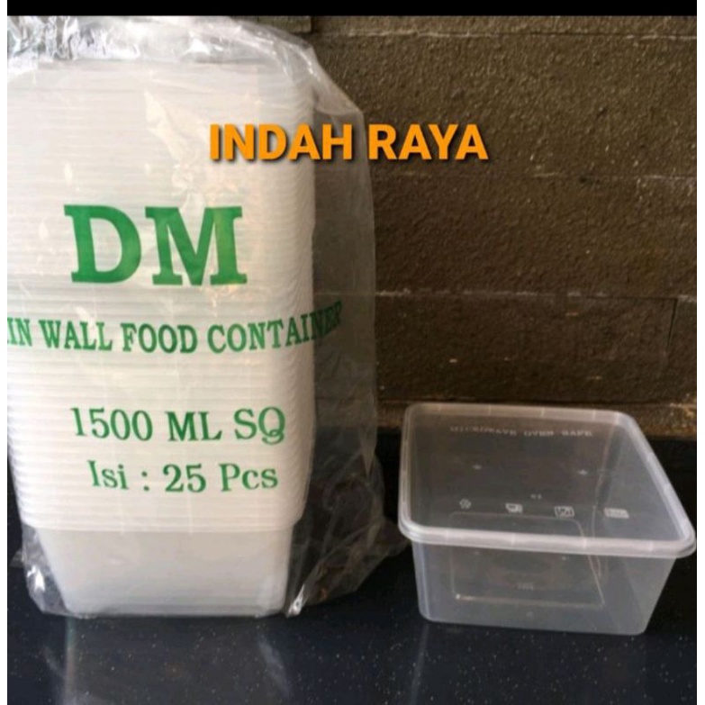 kotak makan persegi 1500ml - Box Thinwall food container - isi 25pcs