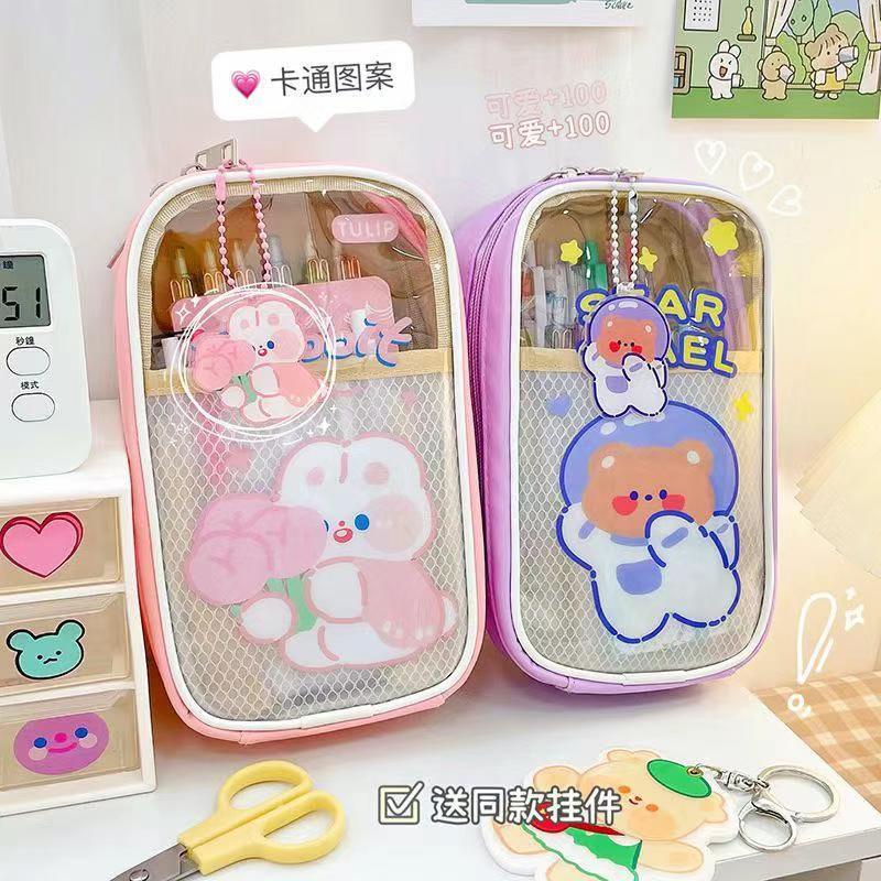 

[randomstuff] Kotak Pensil Berdiri Space Ice Bear Green Rabbit Standing Pencil Case Big Capacity Clear Pencil Box Model Unik Warna Lucu Japanese Kotak Pensil Anti Air Berkualitas Korean Style Motif Beruang Astronot Kelinci Transparan Lucu Unik Aesthetic