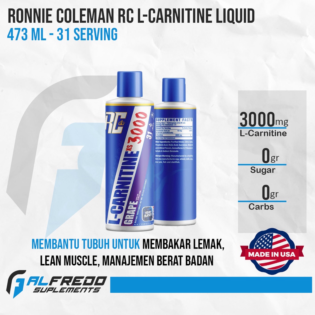 RC L-Carnitine XS 3000 31 Serving Ronnie Coleman Signature Series Fat Burner Liquid