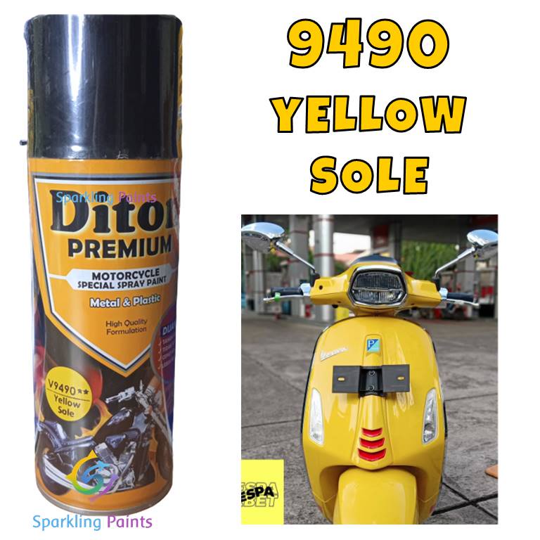 Pilox Diton Premium Vespa Yellow Sole 9490 400ml Warna Kuning Kilap Pespa pilok pylox pylok 9490**