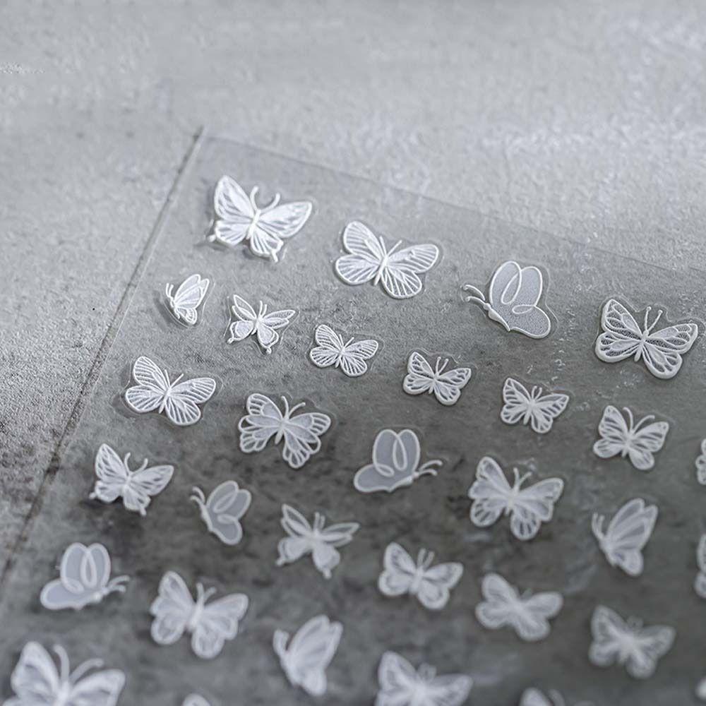Mxbeauty Stiker Kuku Kupu-Kupu Ins Style Hitam Putih Rose Stiker Kuku Bintang Bronzing Butterfly Huruf Inggris Nail Art Dekorasi