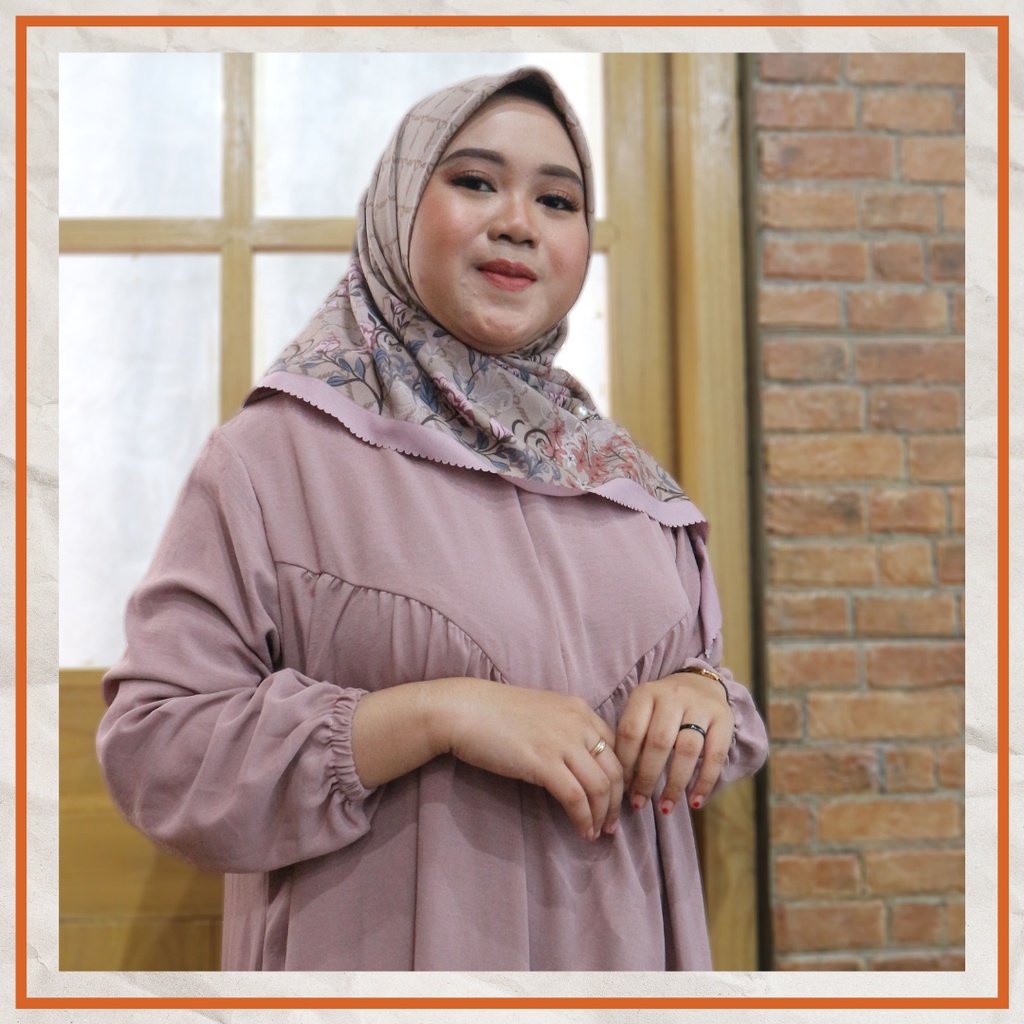 Ezpata Tunik Jumbo Polos Wanita Muslim Bigsize Bahan Crinkle Premium LD 128cm Resleting Depan Busui Friendly Lengan Karet Wudhu Friendly Model Terbaru Kekinian Berkualitas Termurah