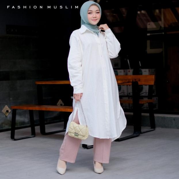 JUMBO Nadine midi dress fashion muslim - Putih