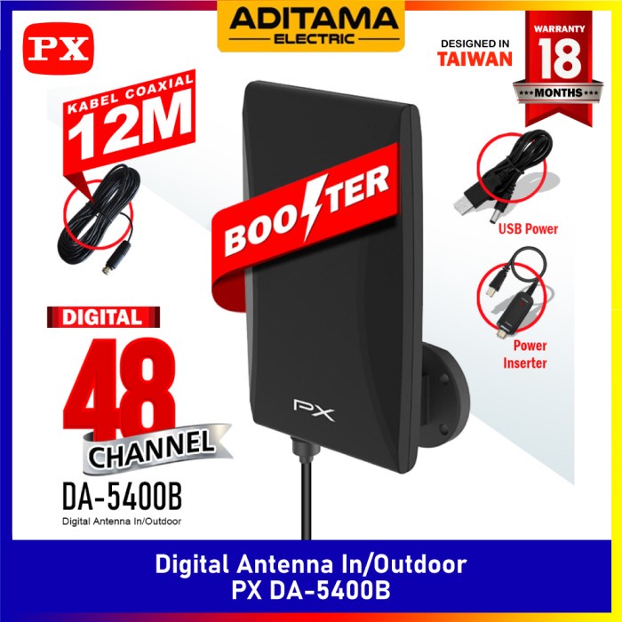 Antena Antena Tv Digital Indoor Outdoor Px Da-5400 B/ Antena Tv Px Da 5400B