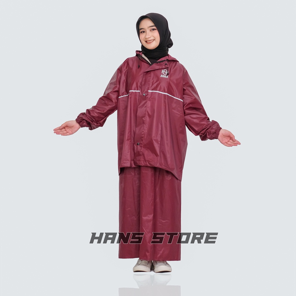 Jas hujan setelan baju dan rok bahan tebal kuat anti rembes By HANS