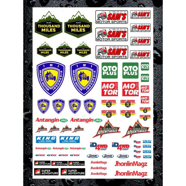 Stiker RC Adventure Offroad skala 1/12 dan 1/16 Bahan Vinyl Ukuran A5 Vol.2