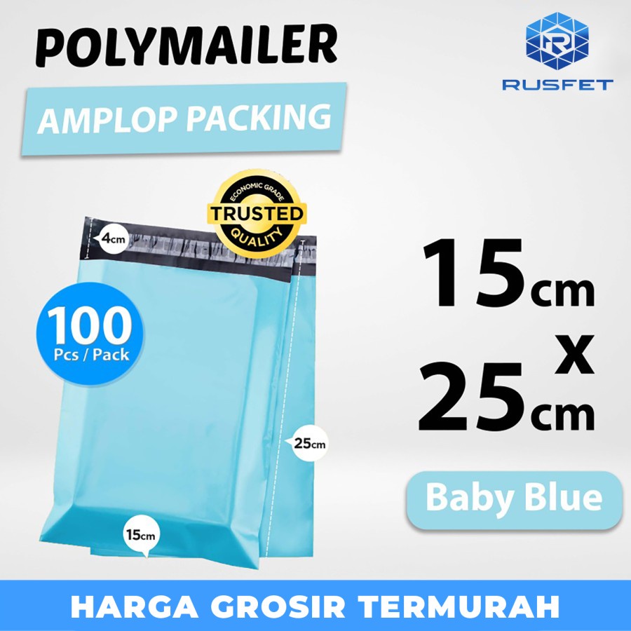 

Polymailer Pack Blue 15x25cm amplop Plastik Packing Olshop Ekonomis