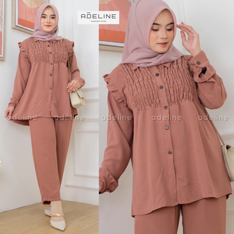 Smoke Set Ld110- SetCel Crinkle Jumbo Bigsize Oversize  One Set Setelan Wanita / 395-7040