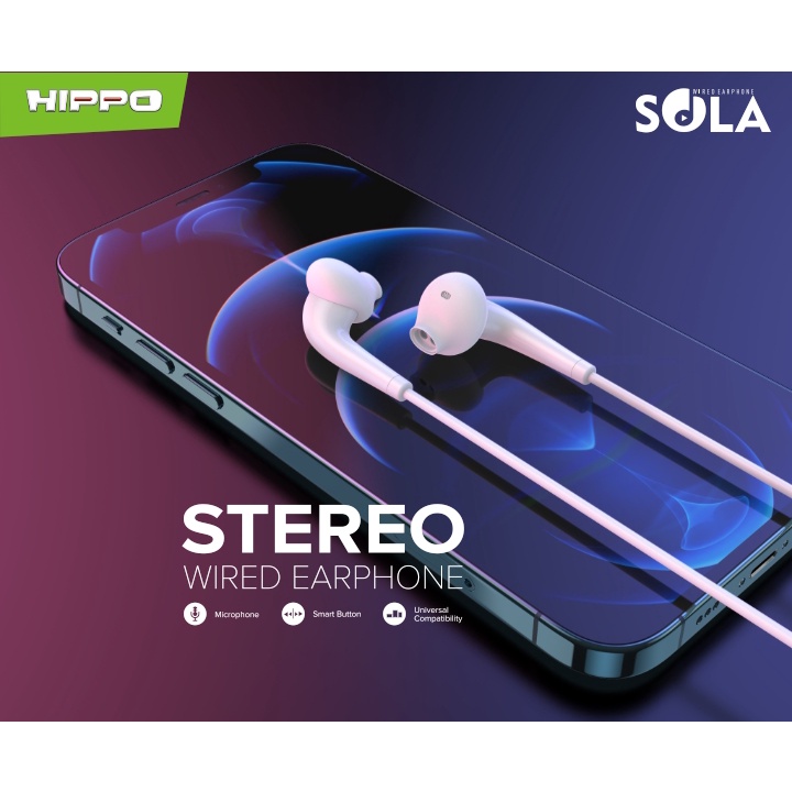 Hippo Earphone Sola Super Bass Jack 3.5 mm Wired Handsfree Android Original Earbuds Headset