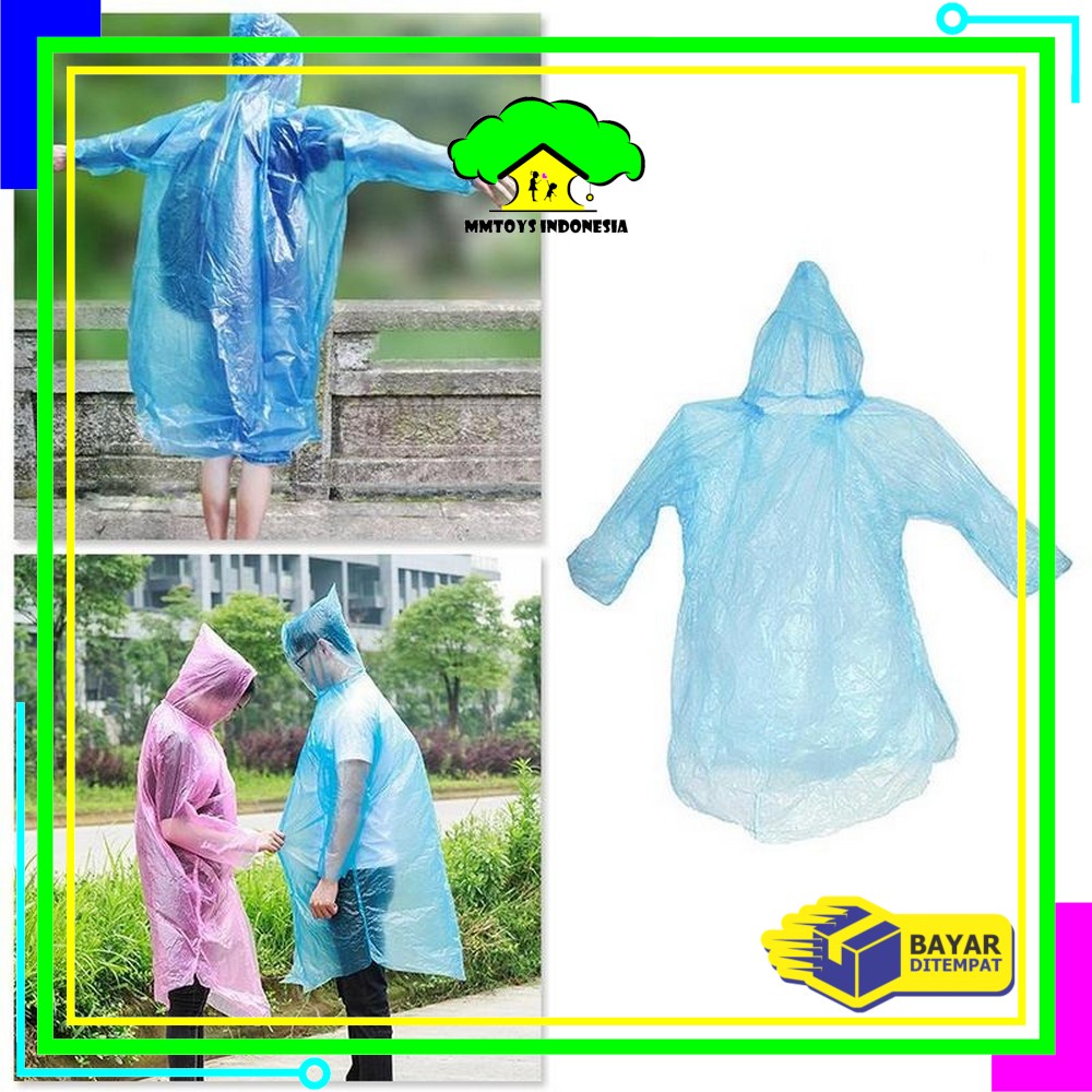 Foto MI-C174 Jas Hujan Plastik Murah Sekali Pakai Disposable Raincoat Mantel Hujan Kantong Kresek
