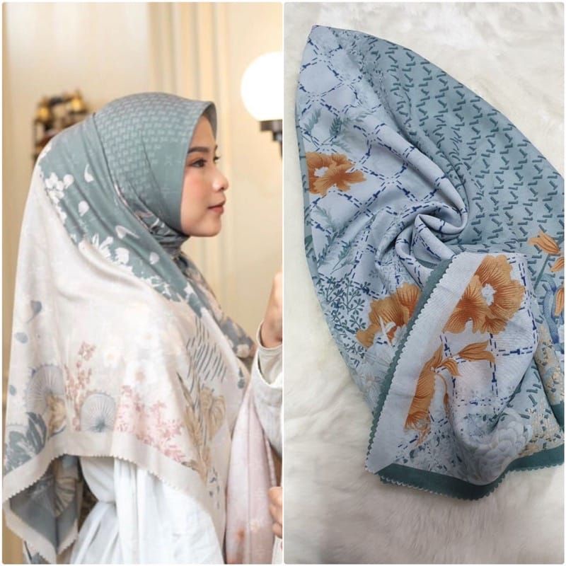 Jilbab segi empat Motif Abstrak Bunga Scraft abstrak Bunga By Keyla Scraf