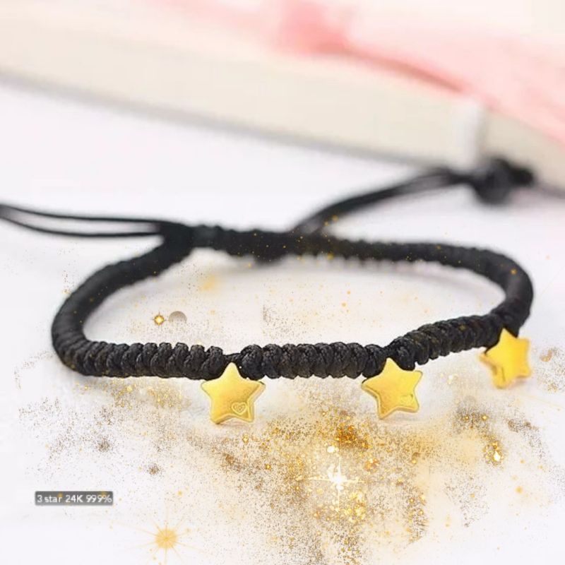 gelang hongkong charm mainan bintang star emas asli 24k 999 gelang tali cina ulir kore adjustable co