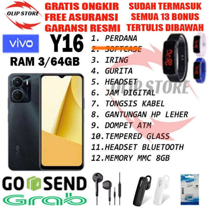 VIVO Y16 4/64 & 4/32 RAM 4GB ROM 64GB GARANSI RESMI