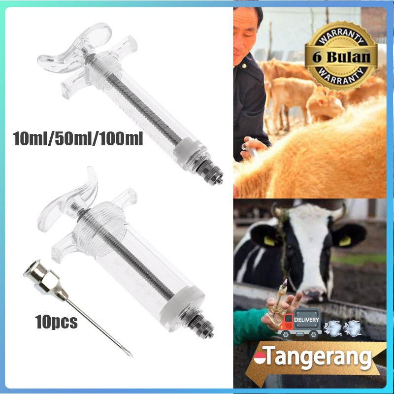 10/50/100ml Spuit+ Jarum 10pcs Spuit Mika Tabung Alat Suntik Spuit Syringe Suntikan Alat Suntik