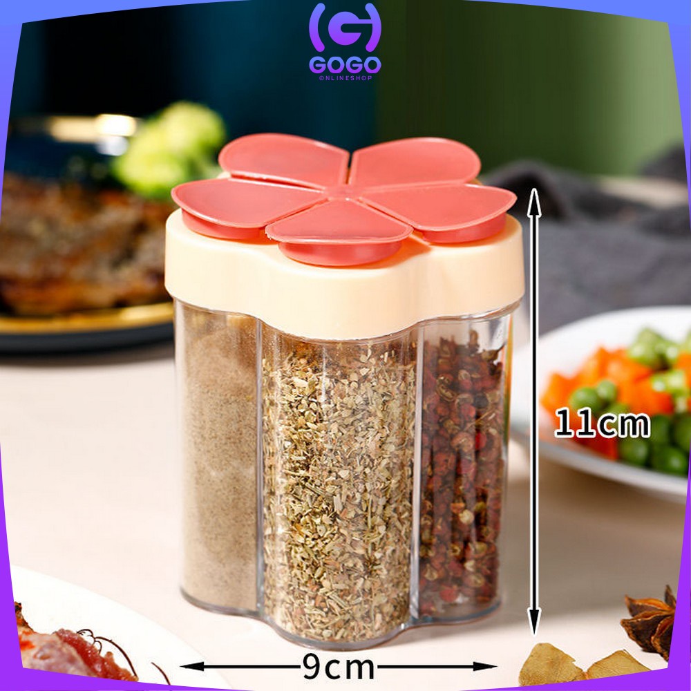 GOGO-C97 Tempat Bumbu Dapur 5 Sekat Bentuk Bunga Multifungsi / Wadah Penyimpanan Bumbu Masak Serbaguna Seasoning Jar Kitchen