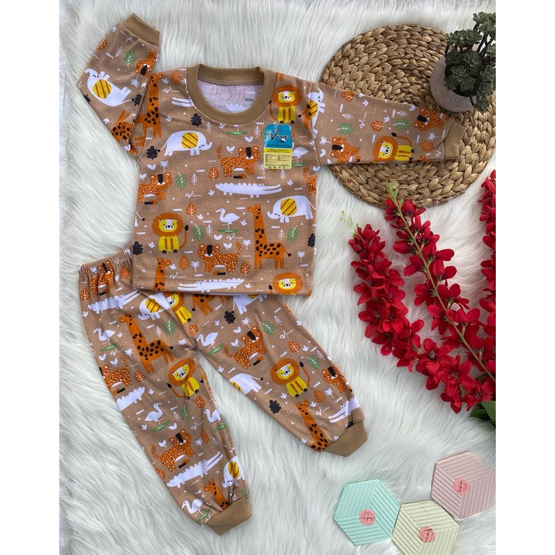 stelan baju bayi laki laki perempuan lucu murah motif PRINTING VIORI PANJANG S,M,L,XL (motif 2 random)